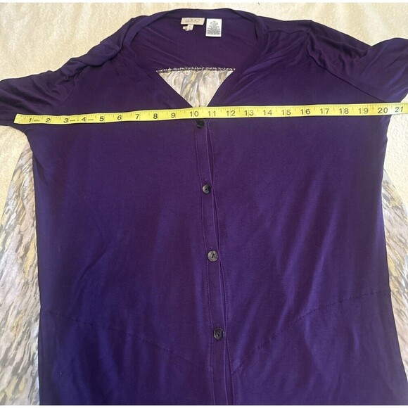 LOGO  Lori Goldstein Women's PURPLE Long Sleeve Button Front Cardigan Sz Large - Picture 7 of 8